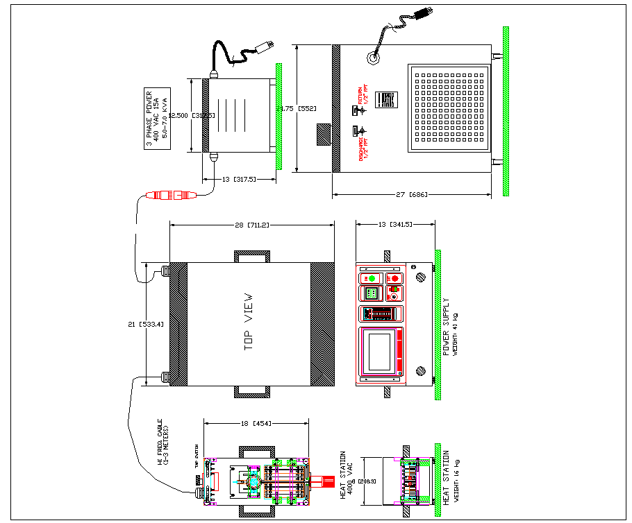 Power supply rear view diagram